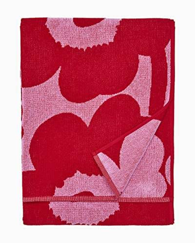 Marimekko - Badetuch, Duschtuch - Unikko - 100% Baumwolle - Pink-Red - 70 x 150 cm
