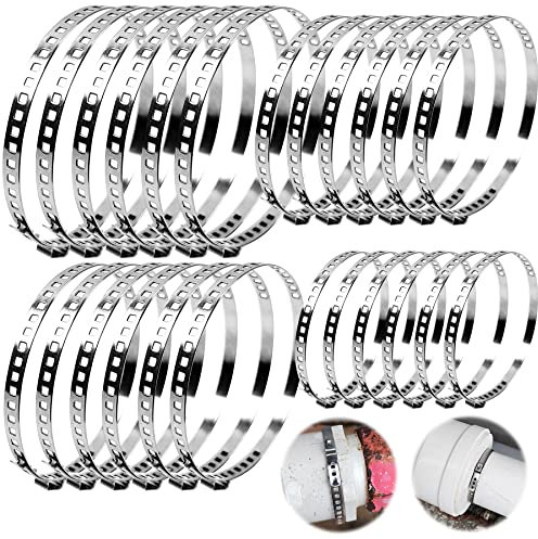 24 Pezzi Fascette Metalliche Stringitubo in Acciaio Inox, 10-90mm Regolabili Fascetta Stringitubo Metallica Morsetti per Tubi, Senza Viti Morsetto Collare, per Pool, Cavi, Tubazioni Fissaggio