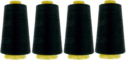 4er Set Hochwertiges Overlockgarn Schwarz- 2700 m Spulen- 100%Polyester