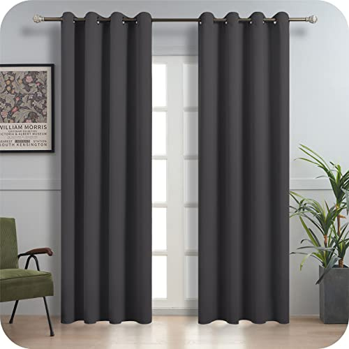 MRTREES Verdunkelungsvorhang Dunkelgrau 2er Set, 225 cm Lang, 140 cm Breit, Abdunkelnde Vorhänge mit Ösen Verdunklungsvorhänge 100% Blackout Curtain Thermovorhänge Curtains Living Room