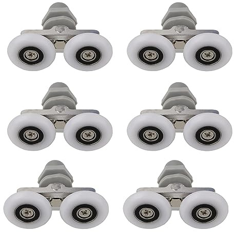 Cokritsm Rodillos para Puerta de Ducha 23MM, Ducha Puerta Doble Rodillos Runners Puerta de Ducha para Vidrio de 4-6mm Espesor, Ruedas Mampara de Ducha Correderas 6PCS