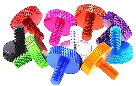 5 Stück Unc 6#-32 1/4-20 bunte Aluminium-Schraffur-Rändelschraube mit flachem Kopf, handfest anziehende Schrauben, Himmelblau