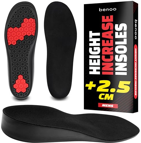 Solette rialzanti per uomo (+2,5 cm) – Tallonette regolabili, comode e ritagliabili per un aumento istantaneo dell'altezza. Rialzi per scarpe con inserti adattabili (46-48)