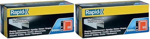 Rapid Tackerklammern Typ 53, 8 mm, Feindrahtklammern aus verzinktem Stahl, 5.000 Stück Großpackung, für Holz, Stoffe und Textilien (Doppelpack)