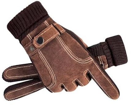 TEMKIN Handschuhe Männer Modische Wildleder Plus Samtradhandschuhe Herbst Und Winter Verdickte Warme Touchscreen -Handschuhe-Braun-Einheitsgröße