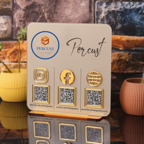 Pahdecor Personalisiertes, horizontales Social Three-Code-Plakette, Acryl, benutzerdefiniertes Business-Scanner-Schild für soziale Medien, Scannen zur Zahlung, Instagram, Gesicht, Venmo, Cashapp