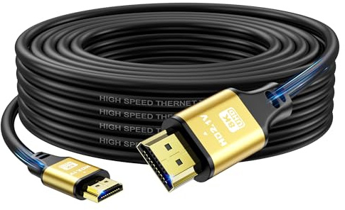 jojobnj 12M Cable HDMI Long, 8K@60Hz 4K@120Hz, Câble HDMI 2.1 Ultra HauteVitesse avec Connecteurs Plaqués Or, Boîtier en Aluminium Pour TV/Moniteur/Projecteur/Jeux vidéo/Ordinateur/Cinéma Maison