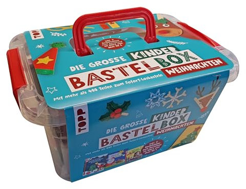 Die große Kinderbastelbox - Weihnachten. Inkl. 3 Bastelbücher zum Downloaden: Bastelkoffer (24 x 18 x 13 cm), 11 Anleitungen, über 400 Teile Bastelmaterial, White