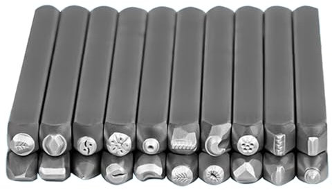 Iron Stamps Punch Set, 20Stück Bastelstempelwerkzeuge Multi Form Briefmarken Stempel Set zum Stempeln von Metallholz Holz Plastikleder