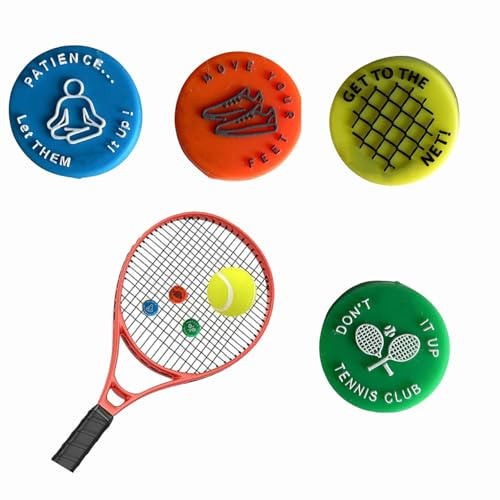 CLKE 4Pcs Tennis Racket Dampeners, Funny Tennis Vibration Dampener, Tennis Accessories, Silicon Tennis Shock Absorber for Professional and Casual Players Tennis Training(Colorful)