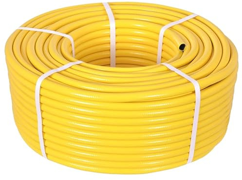 TW Wholesale 100 Metre Yellow Garden Hose Pipe - 100M Reinforced Heavy Duty Anti-Kink Watering Solution Ideal for Watering, Gardening, and Cleaning Tasks