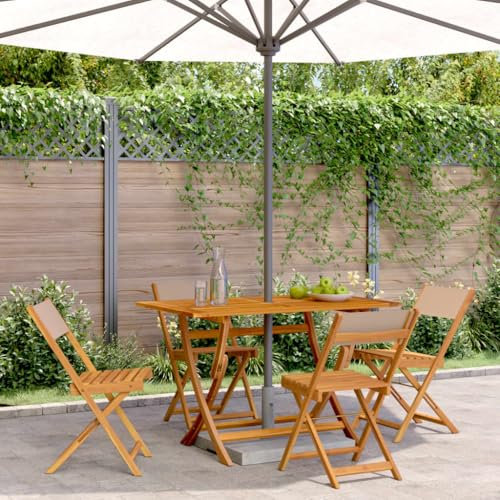 Tidyard Gartenstühle 4 STK. Gartenstuhl Campingstuhl Balkonstuhl Klappbar Taupe Stoff und Massivholz3 32
