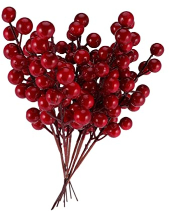 Zerodeko 10pezzi Rami di Fiori Artificiali Bacche di Rosse Decorazioni Floreali Simulate per Natale Bacche Simulate per Arredamento Casa e Festa