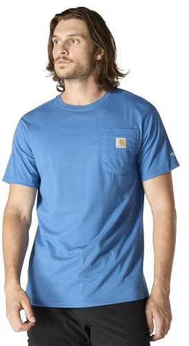 Carhartt Men's Force Relaxed Fit Midweight Short-Sleeve Pocket T-Shirt, Dark Horizon Blue Heather, Small