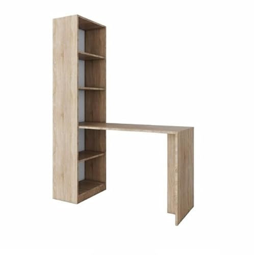 BDW Eckschreibtisch Links, Rechts, 5 Regale, Schreibtisch mit Regalen, viel Platz zum Entfalten, für Jugendzimmer, Büros und Ateliers, Arbeitstisch, Bürotisch 140x73x181,8 cm (Eiche Sonoma)