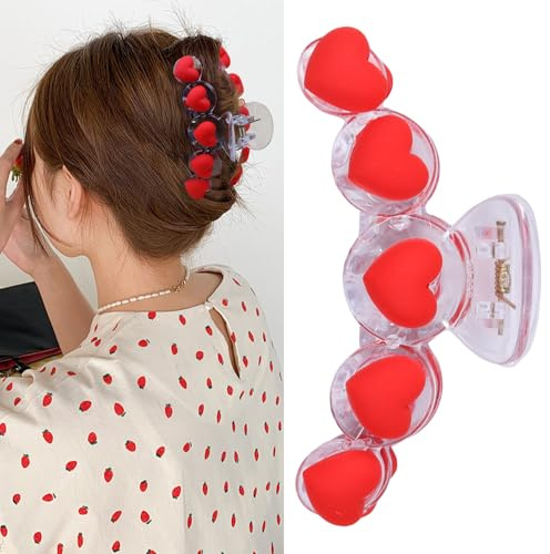 Haarspange zum Valentinstag, rote Herz-Haarspangen für Damen und Mädchen, Haar-Accessoires, größere Haarklammern für dicke und dünne Valentinstagsgeschenk