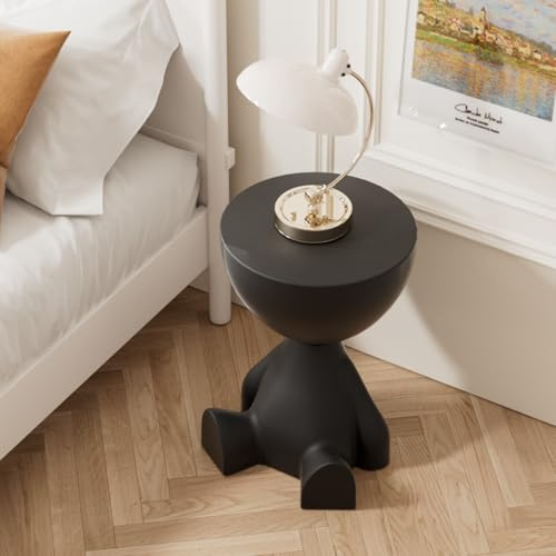 Virzen Beistelltisch, runder Couchtisch, süßer Sofa-Beistelltisch, Nachttisch, Kleiner Beistelltischs mit Akzent für Wohnzimmer, Schlafzimmer, Balkon, Moderne Nachttisch-Wohndekoration (Schwarz S)