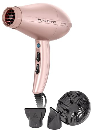 GAMMA+ Asciugacapelli Professionale X-Hybrid Compact, Phon per Capelli Leggero e Compatto, Tecnologia Ionica, Griglia Rivestita in Tormalina, 1800-2100W (Gold Rose)