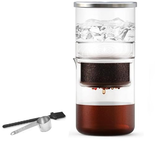 Tudaheuiy Ice Drip Kaffeemaschine, 300 ml Eiskaffeemaschine, Cold Brew Ice Coffee Maker, Glas Kaffeebereiter für kaltgebrühten Kaffee und Tee, Kaffeemaschine für Kaltextraktion