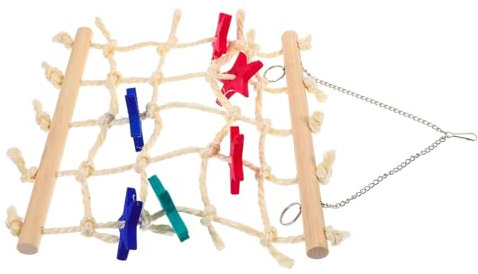 VANZACK Kletternetz Für Papageien Vogelkäfig Seil Und Kletterspielzeug Hängendes Beißspielzeug Sternform Langeweile Entgegenwirken Bewegung Fördern Haken Included