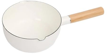 Pentola Per Il Latte Pentola for latte smaltata da 1,5 l Piattino for latte con manico in legno massello Pentola antiaderente for stufe domestiche Tutti i piani cottura Per Far Bollire Il Latte