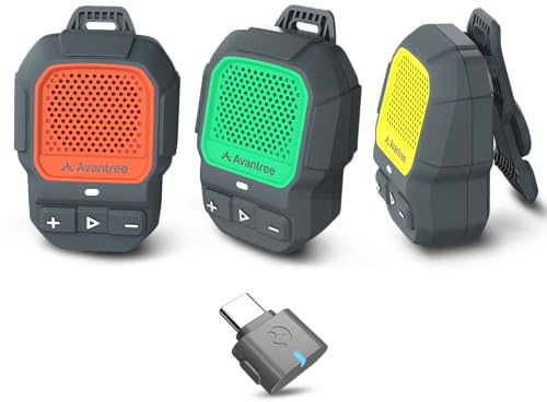 Avantree HomeBuddy Trio – Auracast Sistema de Altavoces inalámbrico para Escucha en Grupo múltiple, Interiores y Exteriores, Senderismo, Entrenamiento, Visitas guiadas, Diseño portátil con Clip