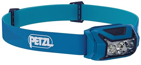 PETZL ACTIK LAMP Blue | Leistungsstarkes 450 Lumen Licht mit roter Beleuchtung für Wandern, Klettern, Laufen und Camping
