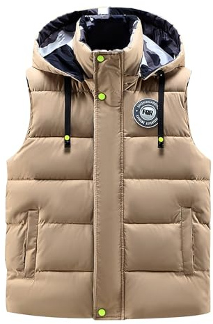 Generisch Traje deportivo para hombre Conjunto de chaleco grueso otoño invierno casual chaqueta sin mangas abrigo camuflaje chaleco para hombre, caqui, XXL