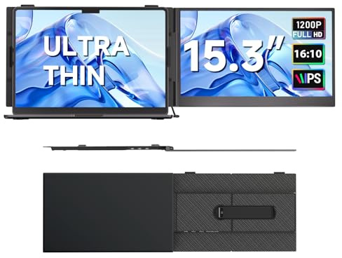 XFMTOP Laptop Screen Extender Ultra Thin Lightweight 15.3 IPS FHD 1200P Dual Screen Laptop Monitor Extender Portable Extra Extended Monitor for 15-17.3 Laptops Compatible with Macbook Windows Chrome