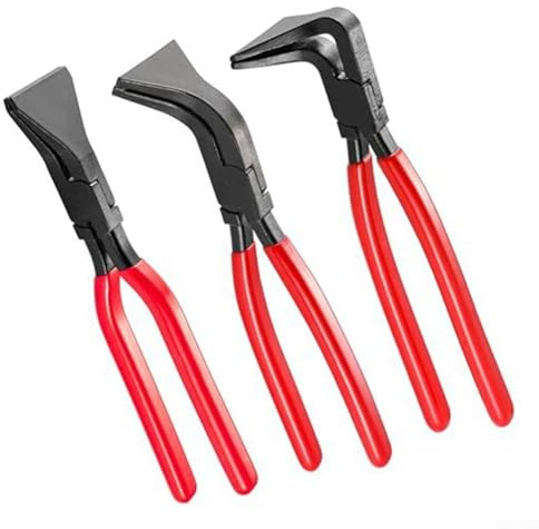 Lot de 3 pinces pliantes en tôle d'acier à haute teneur en carbone avec mâchoires droites 45° et 90° pour réparation automobile et pliage des bords dans des espaces restreints