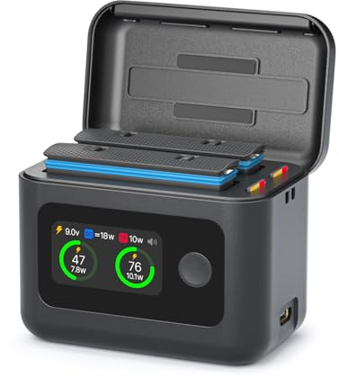 Rszfnjxry Fast Battery Charger for Insta360 X4 Air(Not for X4),27W Intelligent Two Way Charger Hub w/LCD Display Shows Battery SOC,Batteries Not Included