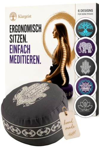 KlarGeist Meditationskissen 20 cm Hoch | Sitzkissen Rund | Sp-An | Meditationskissen 20 cm Hoch | Yogakissen Rund 20cm Hoch | Yoga Sitzkissen Rund Hoch | Spiritual Anthrazit