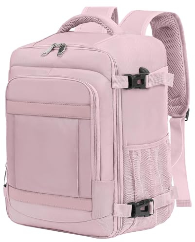 KLOSTAIN Sac à dos Voyage Cabine Avion 40x30x20 Bagage Cabine Ryanair easyJet Eurowings Sac à dos Unisexe Femme Homme Poudre Couleur Rose Anti-vol