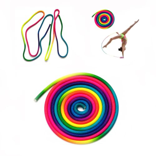 Galenecx Cuerda Saltar, 3m de Nailon de Color Arco Iris Rítmica
