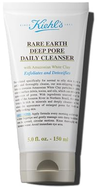 Kiehl's Rare Earth Deep Pore Daily Cleanser, Gentle Exfoliating Face Wash for Oily Skin, Detoxifies & Exfoliates Skin, Minimizes Pores, with Amazonian White Clay, Fragrance-free - 5 fl oz