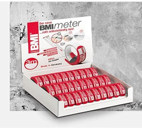 BMI Taschenbandmaß BMImeter 429 (3 m, Breite 16 mm, Teilung mm/inch, Edelstahlband rostfrei + unzerbrechlich, kompaktes Format, Maßband) 429351021