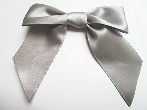 CaPiSo 25x Satin-Schleifen Handarbeit 9 x 10 cm (Silber)