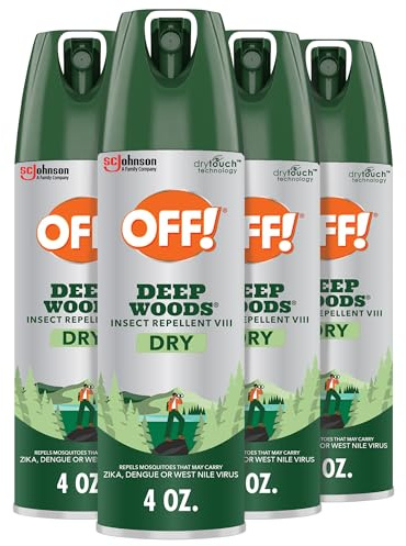 OFF! Deep Woods Insect Repellent Aerosol, Dry, Non-Greasy Formula, Bug Spray with Long Lasting Protection from Mosquitoes, 4 Oz, 4 Count