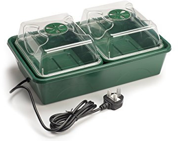 EarlyGrow Heated Electronic 2-Bay Windowsill Propagator - UK Plug - 38 x 24 x 15 Centimetres - Green