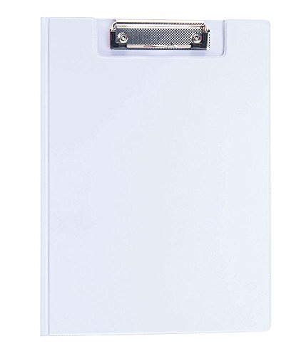 eBuyGB Robustes PVC-Klemmbrett mit klappbarem Einband, A4, Weiß