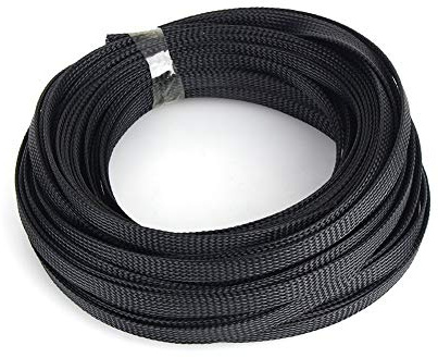 33ft 10mm PET Expandable Braided Cable Sleeve High Densely Wire Sleeving Black Braided Wire Sleeve Management for Home and Office Device Cords