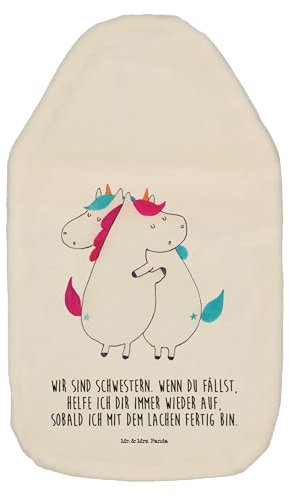 Mr. & Mrs. Panda Wärmflasche Einhörner Umarmen - Geschenk, Sister, Einhorn, Wärmflaschenbezug, Kleine Wärmflasche, Freundin, Unicorn, Schwestern,