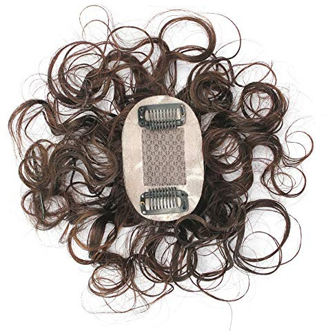 Toppers per capelli umani veri ricci per donne con capelli diradati, base in seta, 5,1 x 7,6 cm, marrone castano