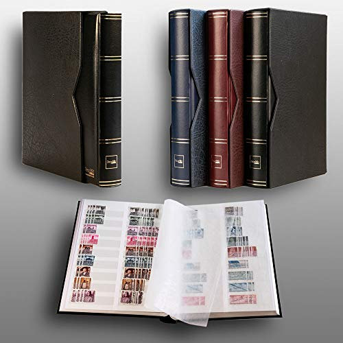 Prophila 60 weiße Geteilte Seiten Briefmarkenalbum wattiert mit Kassette schwarz