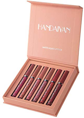 Dulele 6 Stück Velvety Matte Lipgloss Set, Wasserdichte Langlebige Flüssiger Lippenstift Antihaft-Tasse Lipgloss Flüssiger Lippenstift Set Kosmetik Make up with Gift Box (Color B)