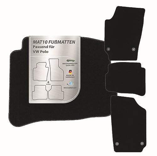 MAT10 – Auto-Fußmatten Passend für VW Polo (BJ 03/2007 - 05/2009) | (Typ 9N, 9N2, 9N3) | aus Velours | 4-teiliges Automatten Set | langlebige Erstausrüsterqualität, Made in Germany