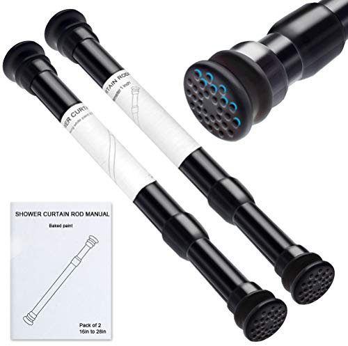 Set aus 2 ausziehbaren Teleskopstangen ohne Bohren - Durchmesser 23/26 mm, Länge 40-70 cm, Schwarz