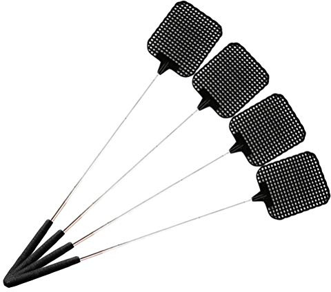 YueWan 4 piezas de plástico retráctil matamoscas de acero inoxidable con mango telescópico portátil fuerte flexible manual Swat Mosquito Bug Swatter suministros para el hogar