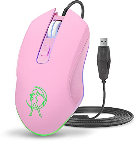 Greshare Gaming Mouse,7 Colors Backlit Optical Game Mice Ergonomic USB Wired with 2400 DPI and 6 Buttons 4 Shooting for Computer/Win/Mac/Linux/Andriod/iOS.