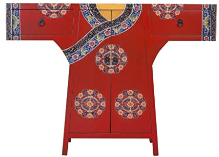 Fine Asianliving Chinesischer Kimono Schrank Handbemalt Rot B120xT35xH87cm China Chinesischer Schrank Chinesischer Hochzeitsschrank Orientalische Möbel Asiatische